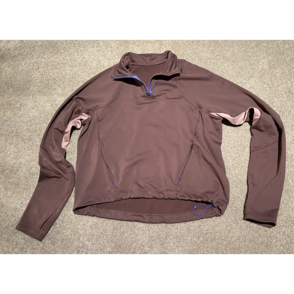 Lululemon Women's Long Sleeve Purple And Brown Hiking Cropped Sweatshirt